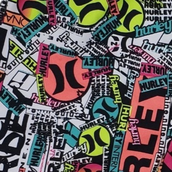 NWT Boys XL HURLEY Multi Neon Colored Graffiti Swim Board Shorts - Picture 4 of 9